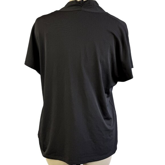 H&M Oversized Draped V‑Neck Tunic Minimalist Top L – Black Polyester‑Elastane - Picture 2 of 10